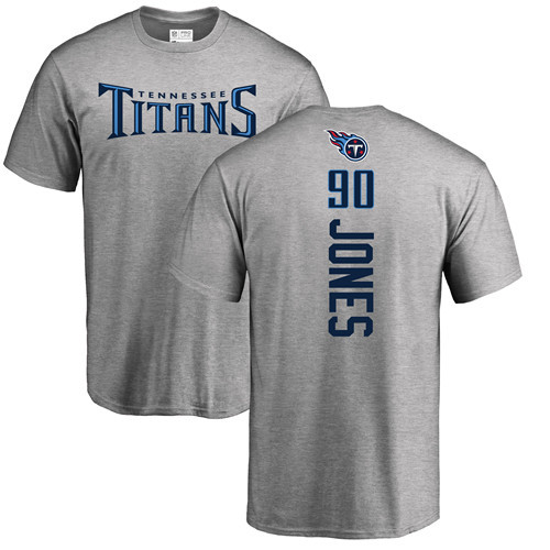 Tennessee Titans Men Ash DaQuan Jones Backer NFL Football #90 T Shirt->tennessee titans->NFL Jersey